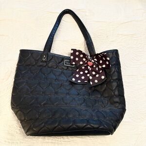 Betsey Johnson Quilted Heart Tote with Bow